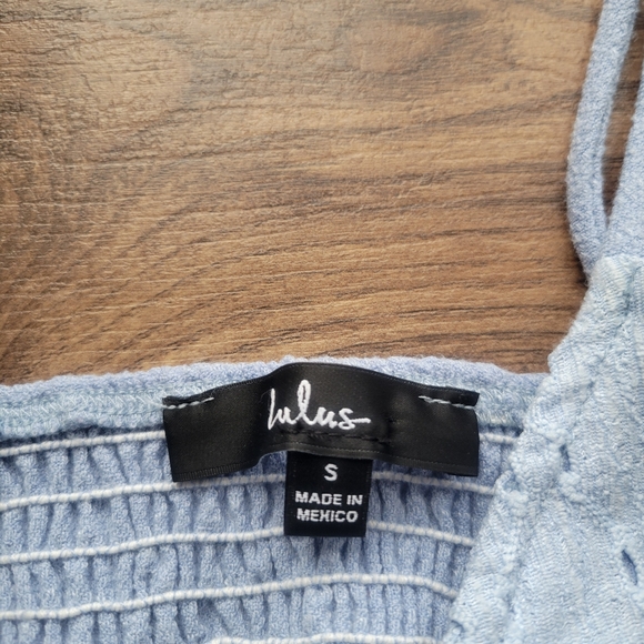 Lulus Light Blue Eyelet Peplum Cami Top Small - Picture 7 of 8